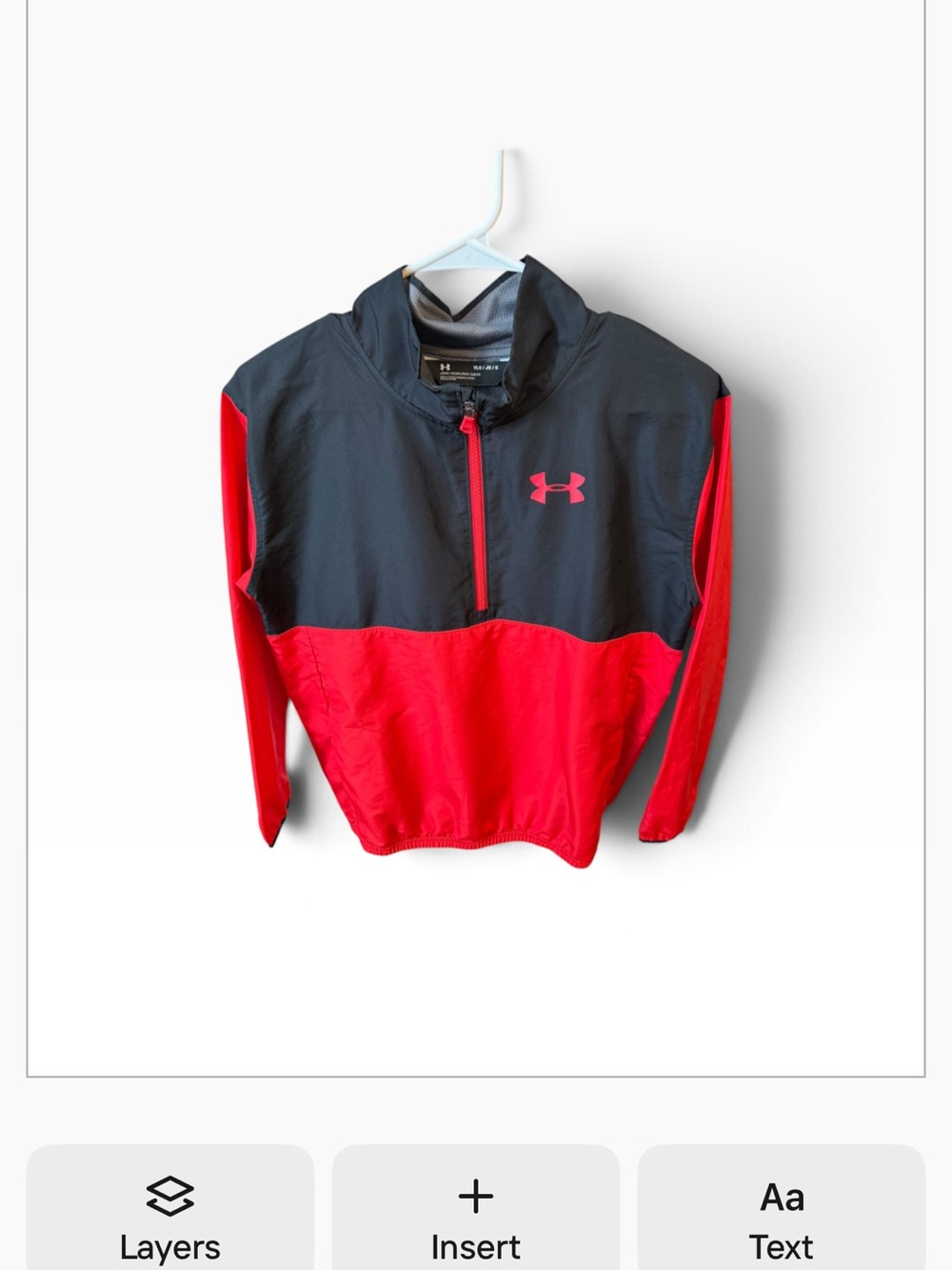 Under Armour Boys YLG 1/2 Zip Sweatshirt Loose Fit Black/Red Colorblock